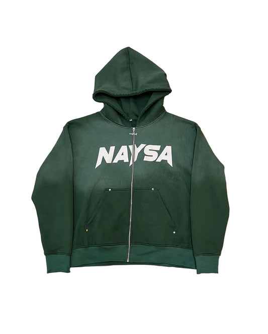 Sun-faded zip-up hoodie