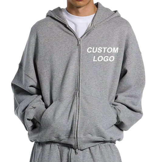 Oversized French Terry Zip-Up Hoodie & Sweatpants Set