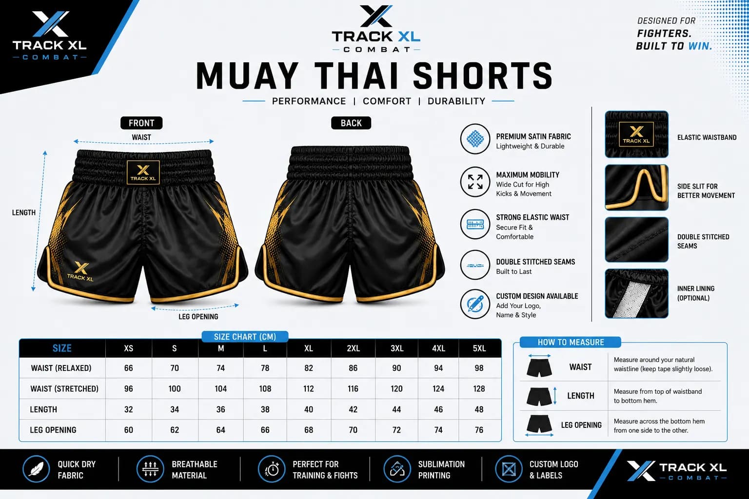 Custom Combat Sportswear Manufacturer | Muay Thai, Boxing & MMA Apparel | TrackXL