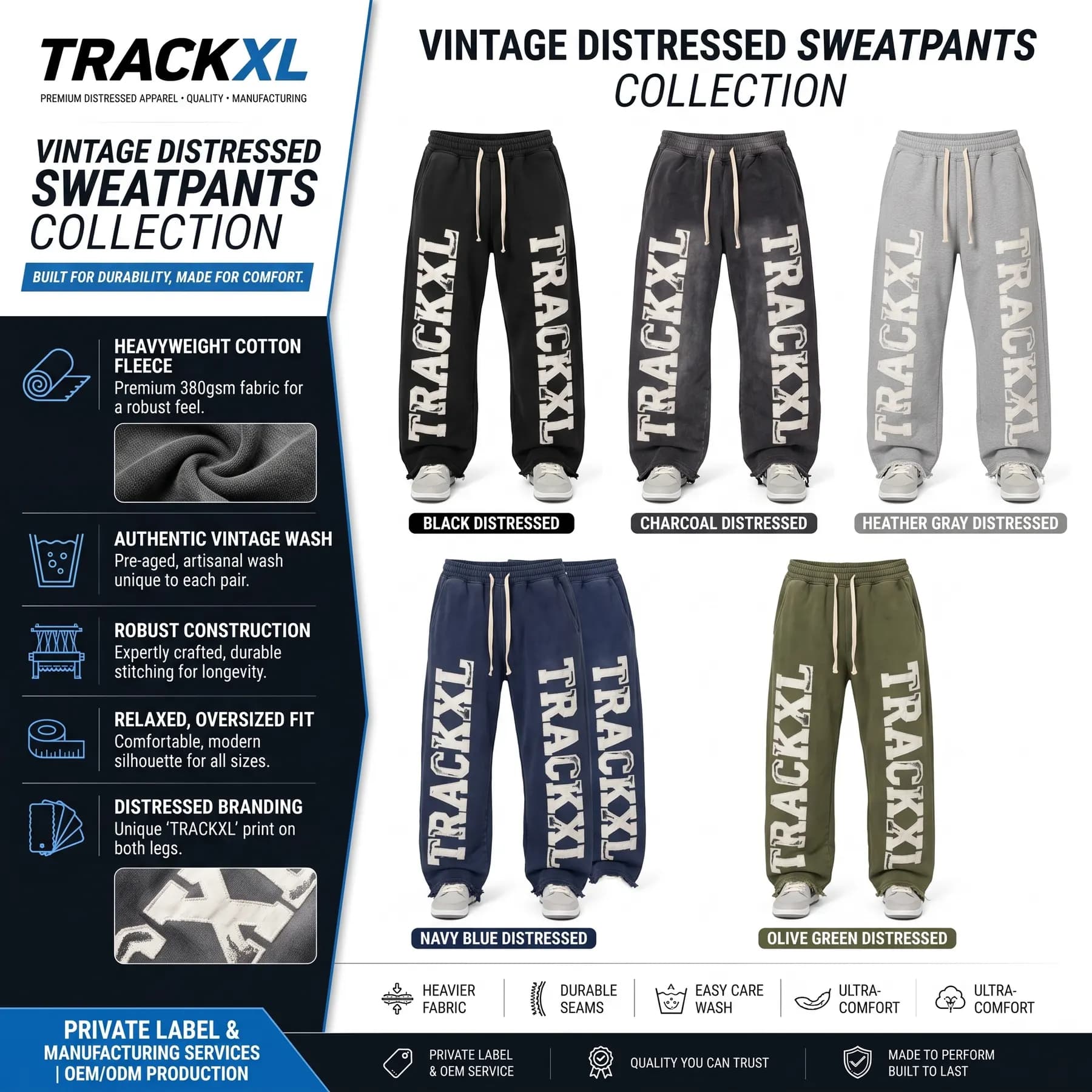 Custom Washed Oversized Sweatpants – Private Label Streetwear