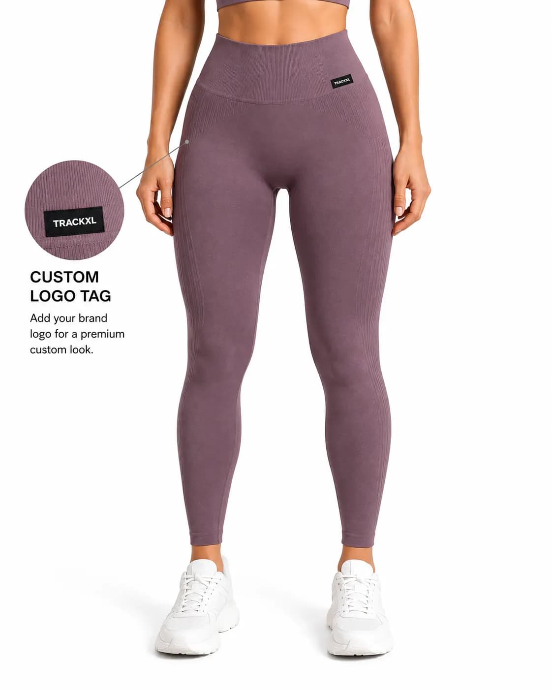 Custom seamless high waist leggings manufacturer with private label logo, export quality gym leggings, OEM activewear supplier by TrackXL.