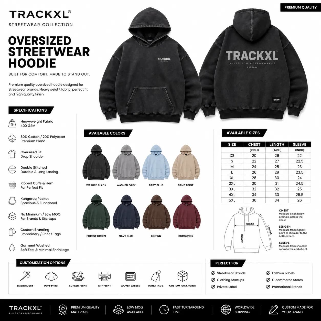 Custom Oversized Streetwear Hoodie – Private Label Manufacturer
