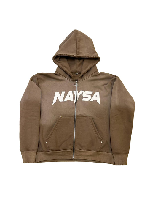 Sun-faded zip-up hoodie